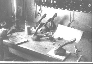 Ericofon models on a work bench